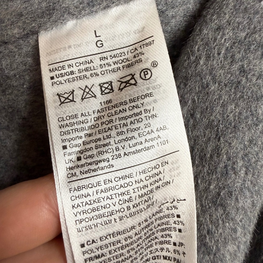 Banana Republic Amina Oversized Top Coat Womens Large Grey Wool Blend Longline L - Picture 9 of 9